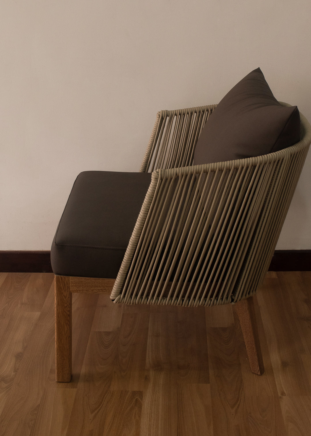 Silla tejida a mano con tela para exterior